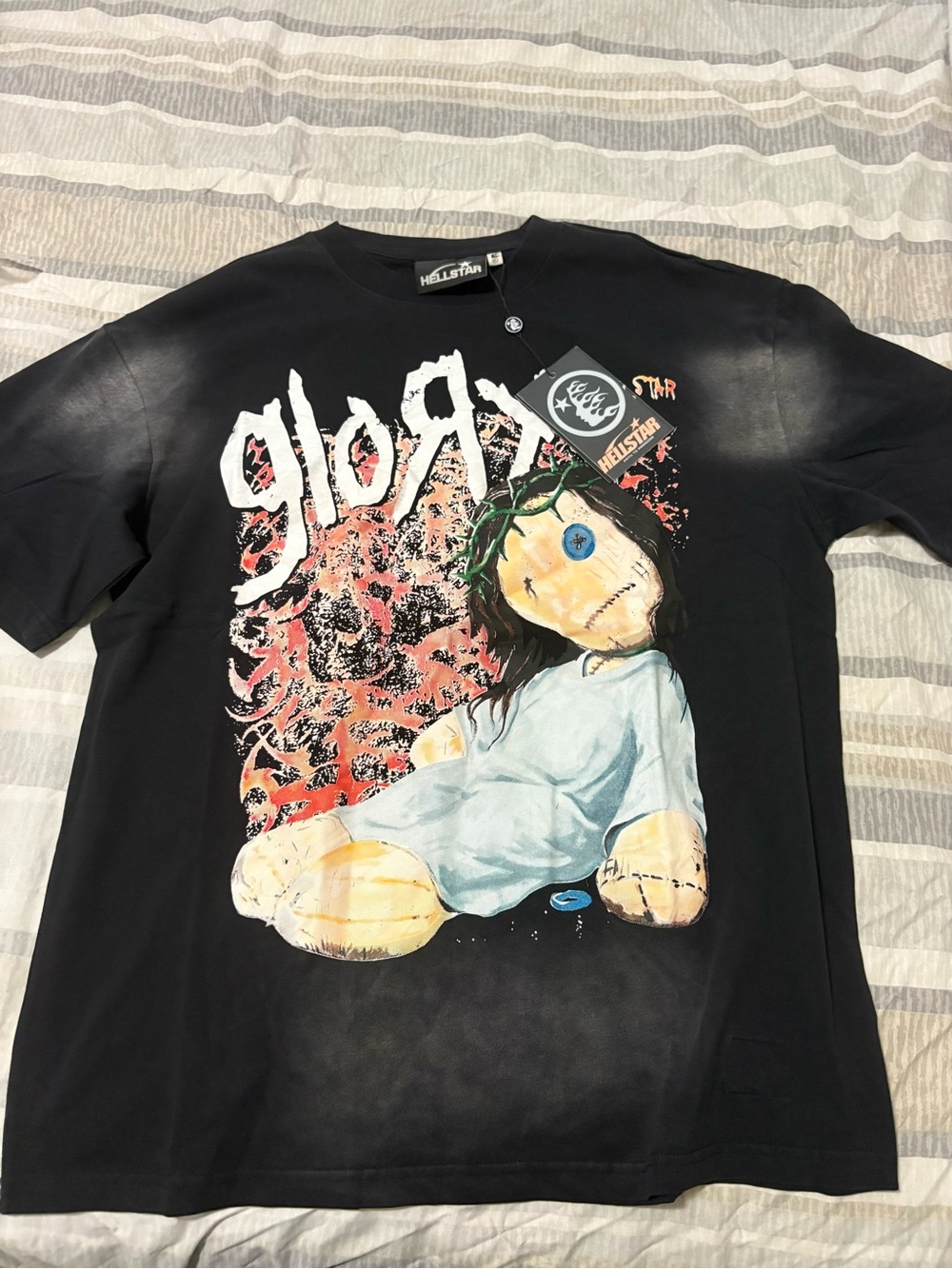 Boys' Black Graphic Tee with Doll Print